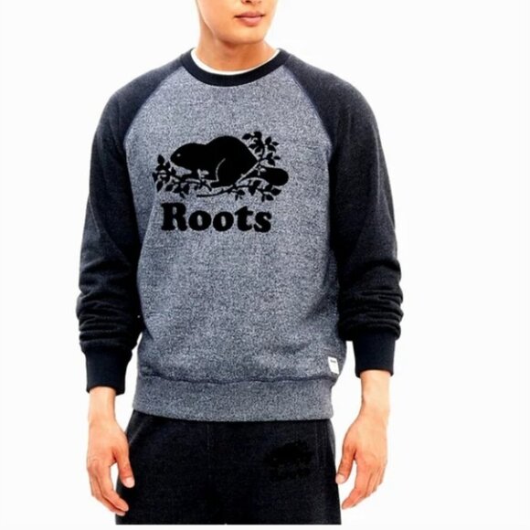 Roots Men's Navy Blue Roots beaver logo raglan sleeve tee SP - Picture 1 of 16